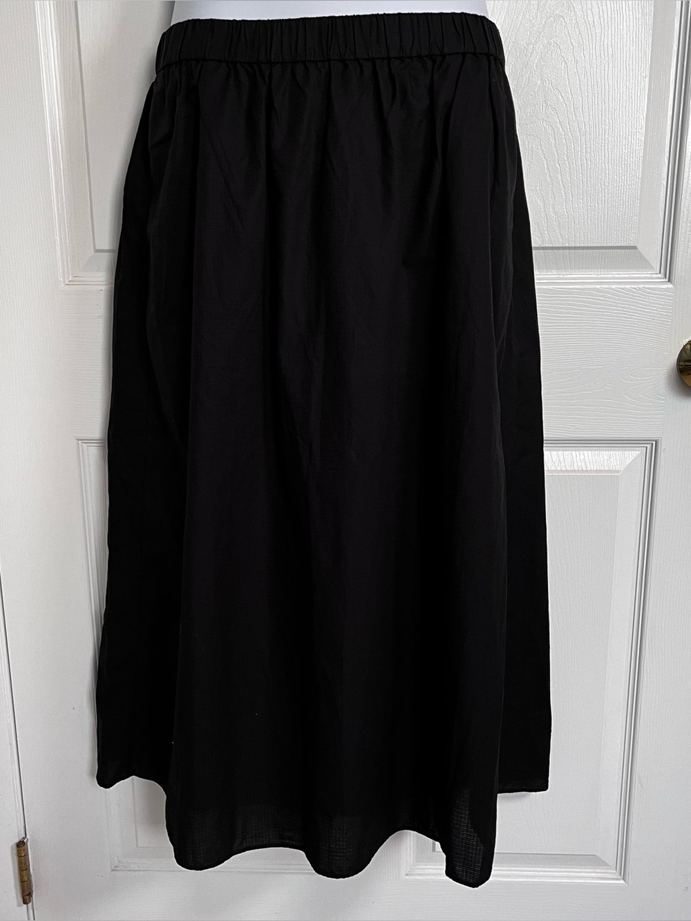 COS Black 100% Cotton Structural Ripstop Grid Elastic Waist Maxi Skirt (12)